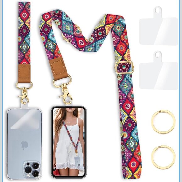Crossbody Phone Lanyard - Bohemian Print - Picture 1 of 7